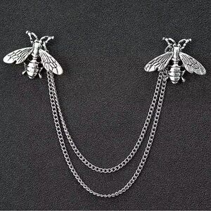 Men’s Bee Vintage style Brooch Pins Chain Bee brooch